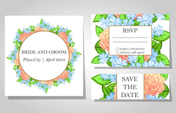 Tarjetas de invitación de boda — Vector de stock