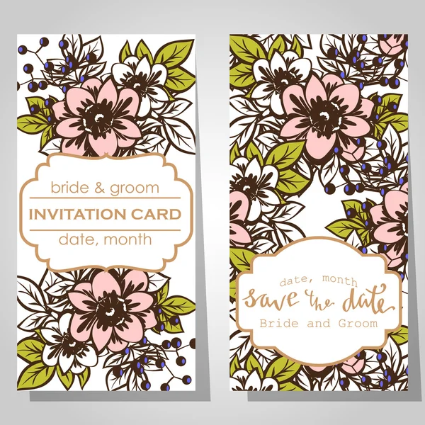 Cartes d'invitation de mariage — Image vectorielle