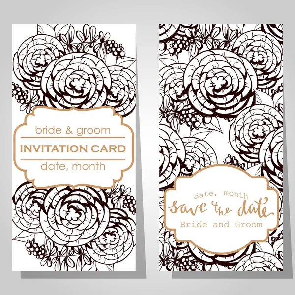 Cartes d'invitation de mariage — Image vectorielle