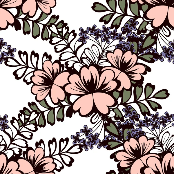 Motif abstrait avec des éléments floraux — Image vectorielle