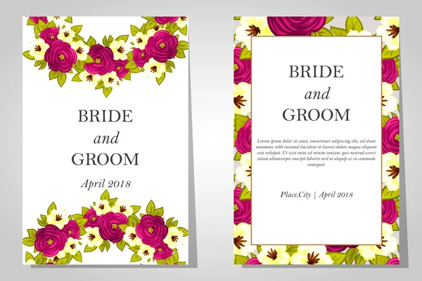 Tarjetas de invitación de boda — Vector de stock