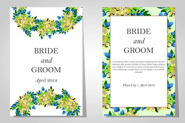 Cartes d'invitation de mariage — Image vectorielle