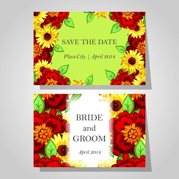 Cartes d'invitation de mariage — Image vectorielle