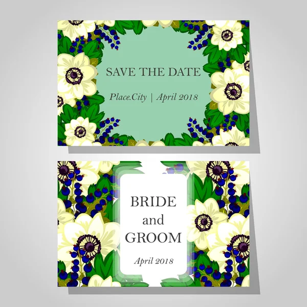 Tarjetas de invitación de boda — Vector de stock