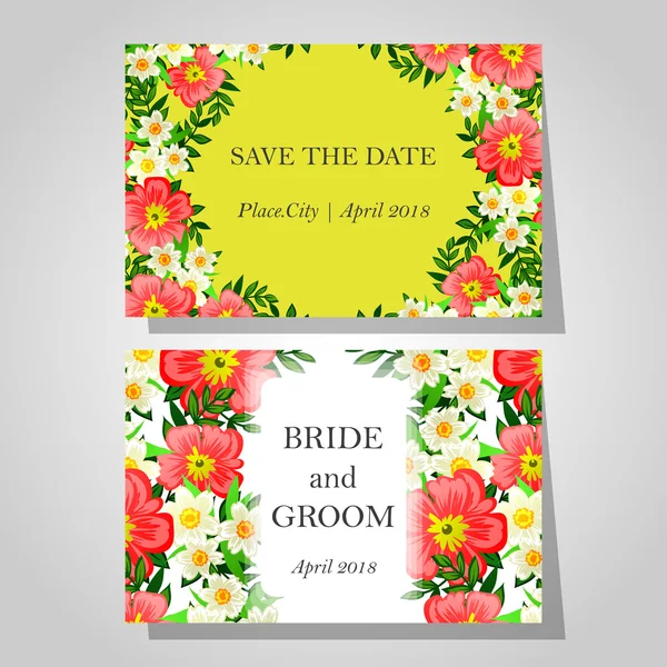 Tarjetas de invitación de boda — Vector de stock