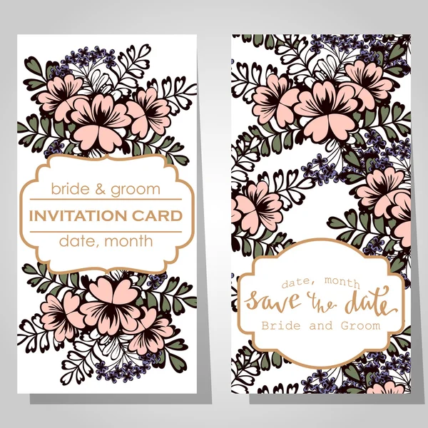 Cartes d'invitation de mariage — Image vectorielle