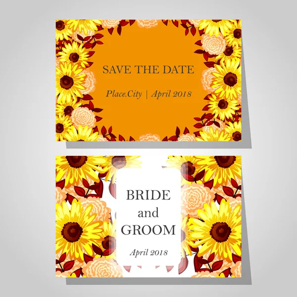 Cartes d'invitation de mariage — Image vectorielle