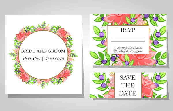 Tarjetas de invitación de boda — Vector de stock