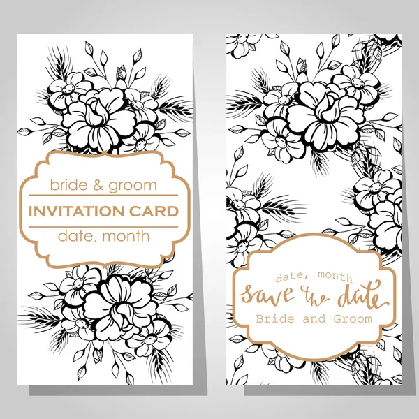 Cartes d'invitation de mariage — Image vectorielle