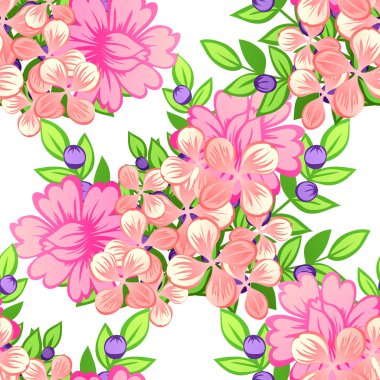 Çiçek elemanları ile soyut desen