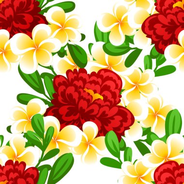 Çiçek elemanları ile soyut desen