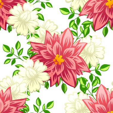 Çiçek elemanları ile soyut desen