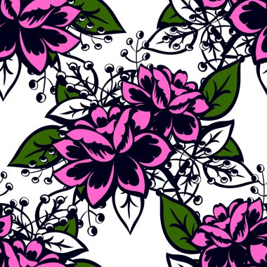 Çiçek elemanları ile soyut desen