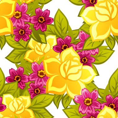 Çiçek elemanları ile soyut desen