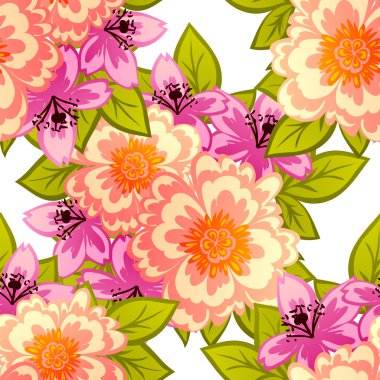 Çiçek elemanları ile soyut desen