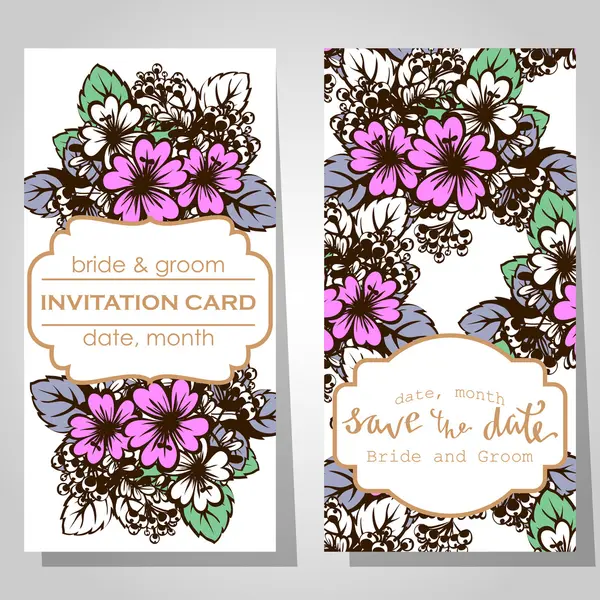 Tarjetas de invitación de boda — Vector de stock