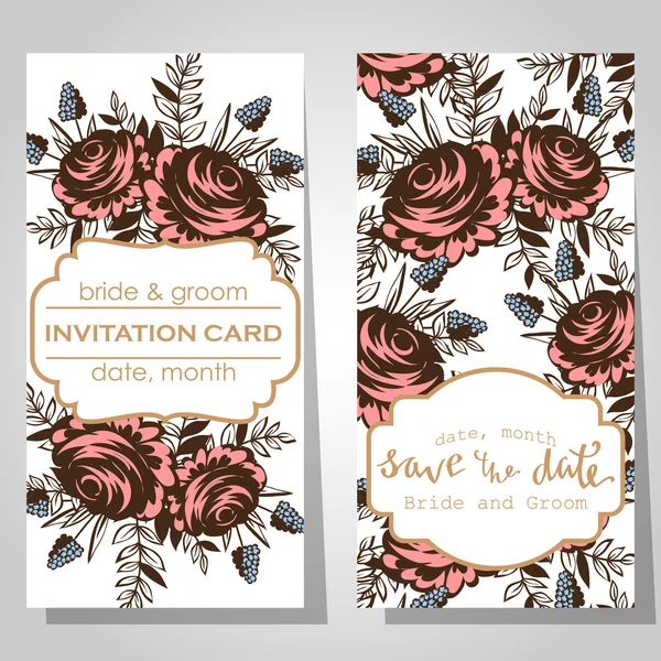 Cartes d'invitation de mariage — Image vectorielle