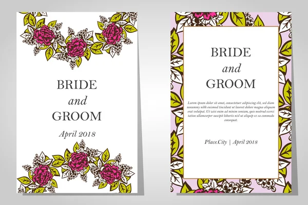 Cartes d'invitation de mariage — Image vectorielle