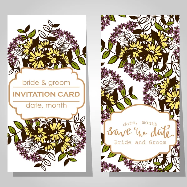 Cartes d'invitation de mariage — Image vectorielle