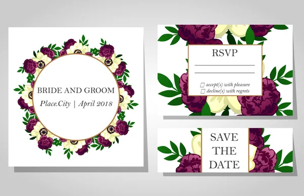 Tarjetas de invitación de boda — Vector de stock