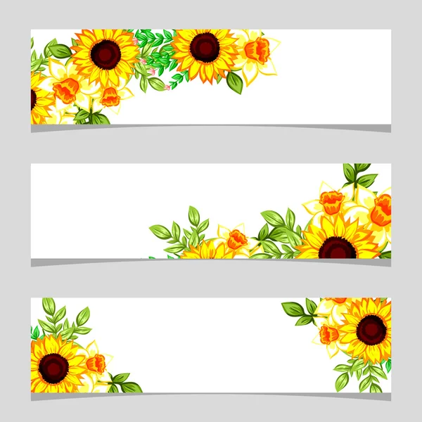 Tres banderas florales — Vector de stock