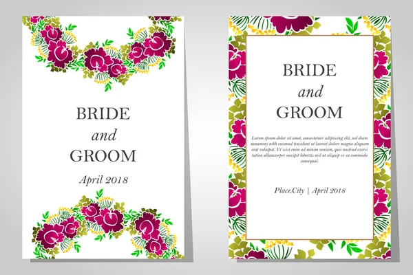 Cartes d'invitation de mariage — Image vectorielle