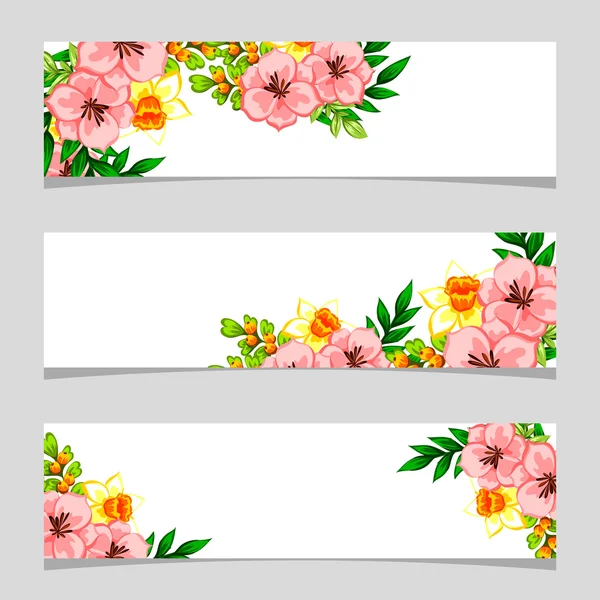 Three floral banners — Stock Vector