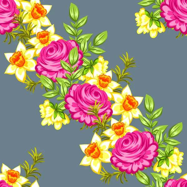 Bloemen naadloos patroon — Stockvector