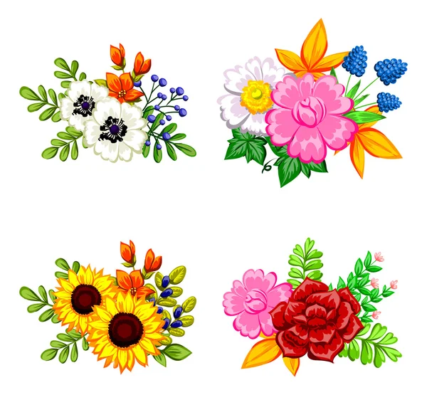 Set a bouquets of flowers — Stock Vector