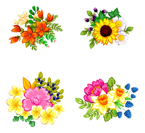Définir un bouquet de fleurs — Image vectorielle