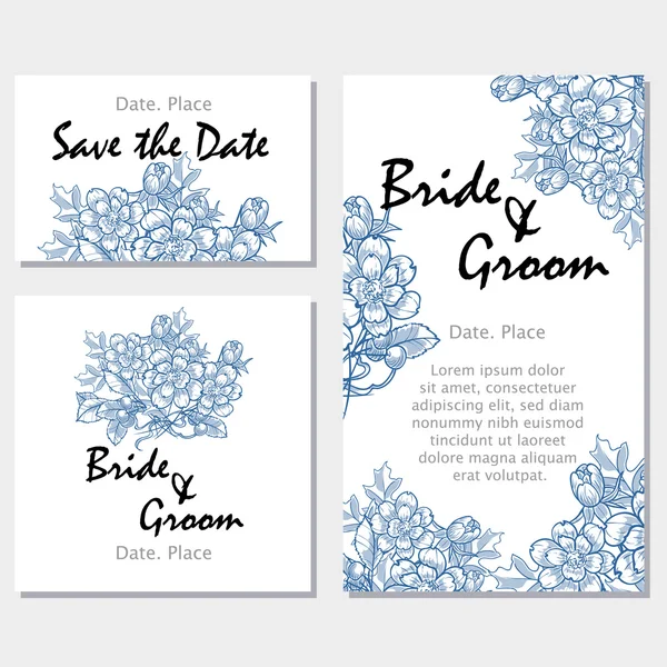 Tarjetas de invitación de boda — Vector de stock