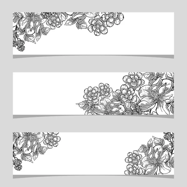 Three floral banners — Stock Vector