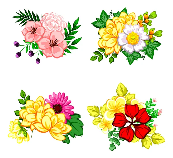 Set a bouquets of flowers — Stock Vector