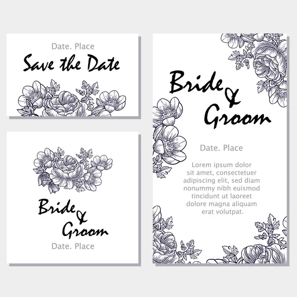 Cartes d'invitation de mariage — Image vectorielle