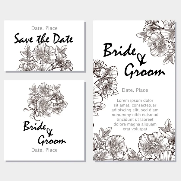 Cartes d'invitation de mariage — Image vectorielle