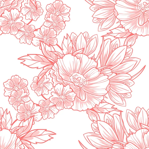 Bloemen naadloos patroon — Stockvector