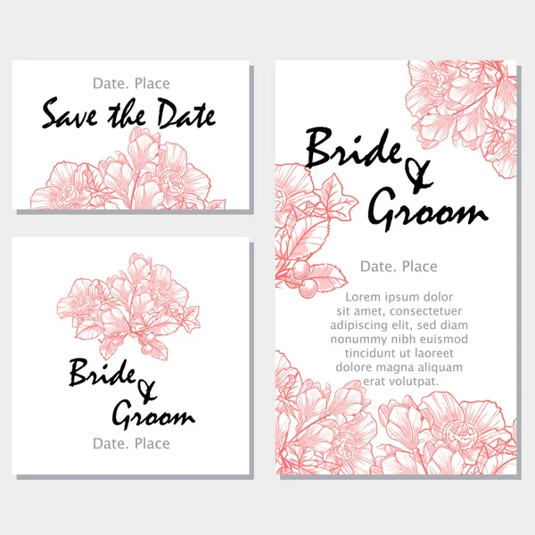 Cartes d'invitation de mariage — Image vectorielle