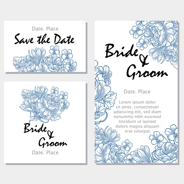 Cartes d'invitation de mariage — Image vectorielle