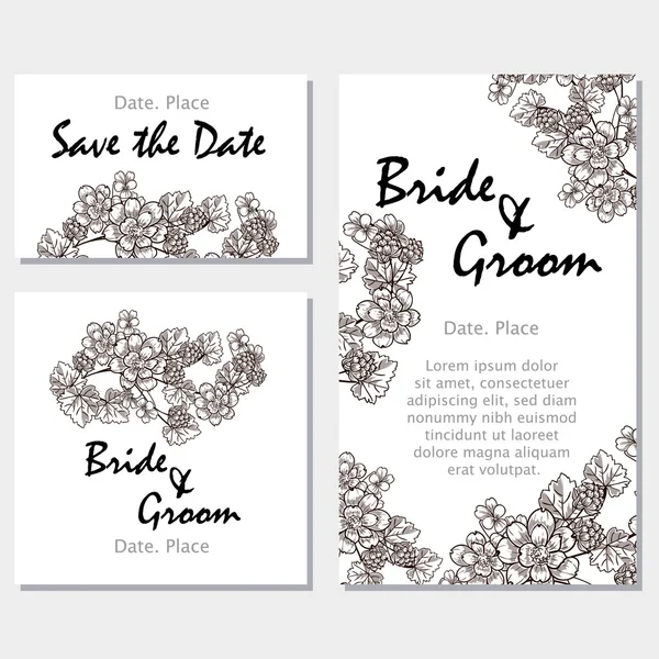 Cartes d'invitation de mariage — Image vectorielle