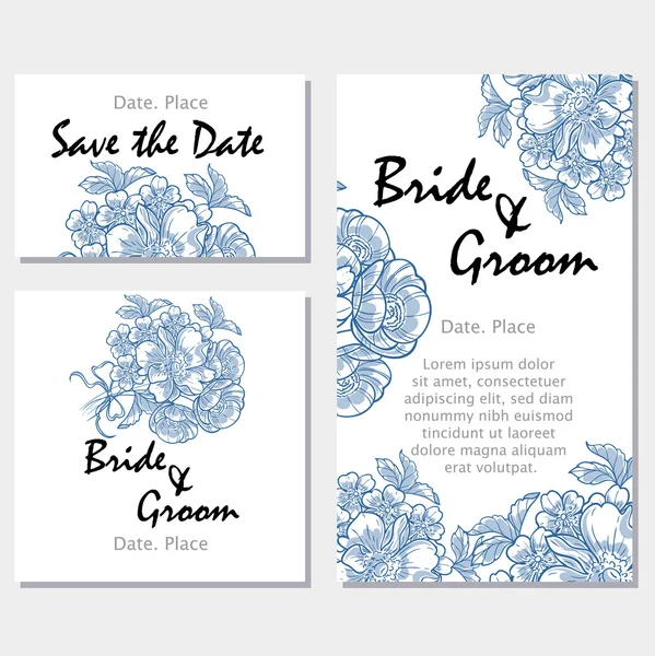 Cartes d'invitation de mariage — Image vectorielle