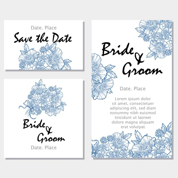 Cartes d'invitation de mariage — Image vectorielle