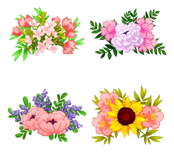 Définir un bouquet de fleurs — Image vectorielle