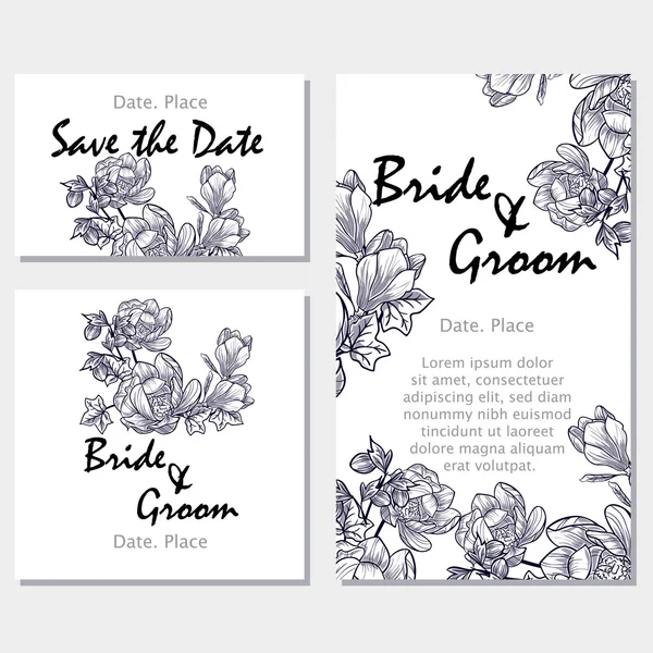 Cartes d'invitation de mariage — Image vectorielle