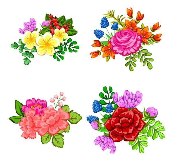 Set a bouquets of flowers — Stock Vector