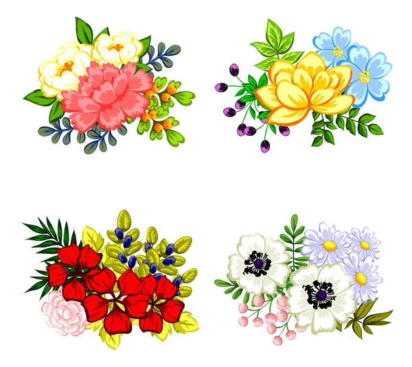Nastavení kytice květin — Stockový vektor