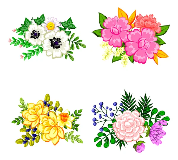 Définir un bouquet de fleurs — Image vectorielle
