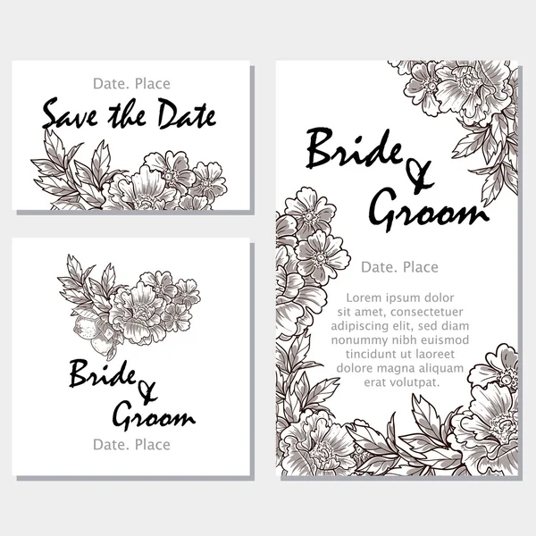 Cartes d'invitation de mariage — Image vectorielle