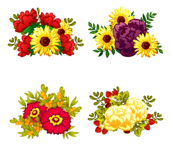 Set a bouquets of flowers — Stock Vector