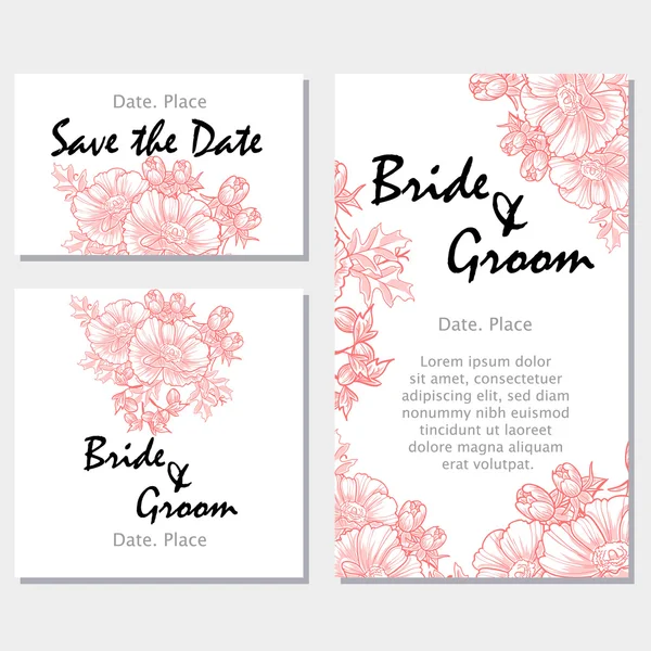 Tarjetas de invitación de boda — Vector de stock