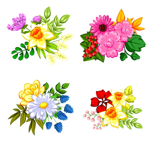 Set a bouquets of flowers — Stock Vector